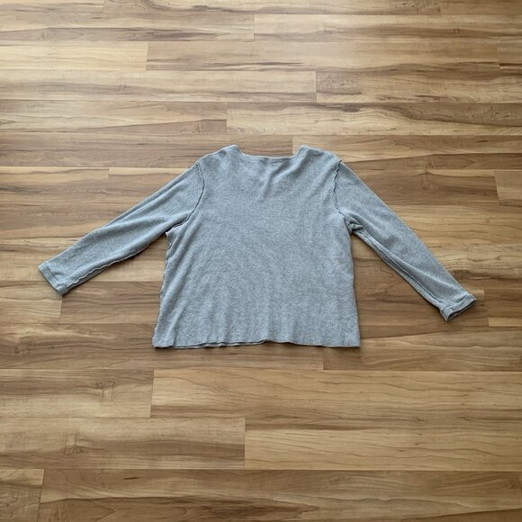 Quacker Factory Peace Sign Embellished Thermal Shirt 2X Gray Pullover READ - Picture 7 of 10